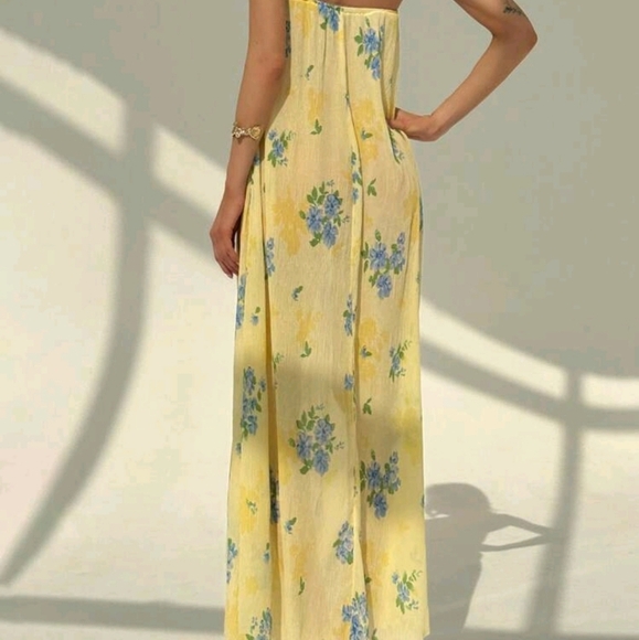 New Strapless Pleated Wrinkle Beach Vacation Sexy Slimming Artistic Print Dress - Picture 2 of 7